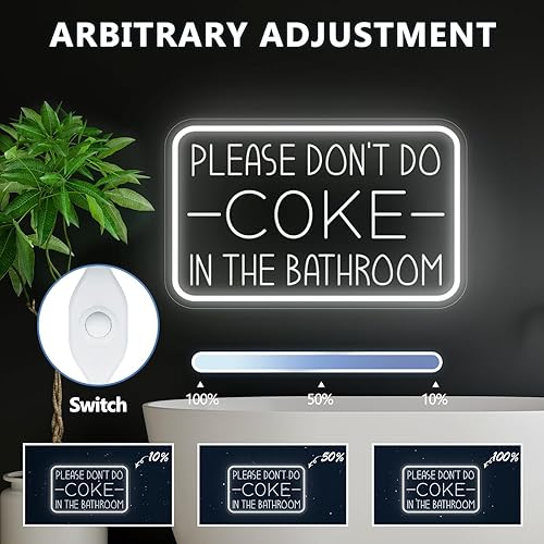 Miniatura 6 de Letrero de neón con texto en inglés "Please Don't Do Coke in The Bath" para decoración de pared, luz LED de neón alimentada por USB con brillo