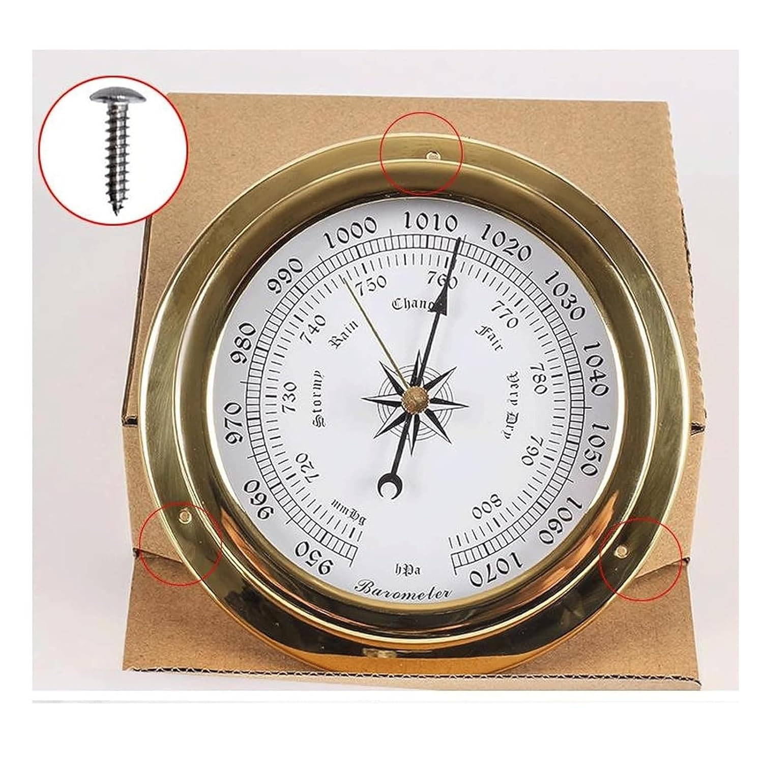 3 in 1 Barometer, Dial Type Barometer, Traditional Barometer, Thermo-Hygrometer, for Home Fishing Boats Marine, 6 pcs.