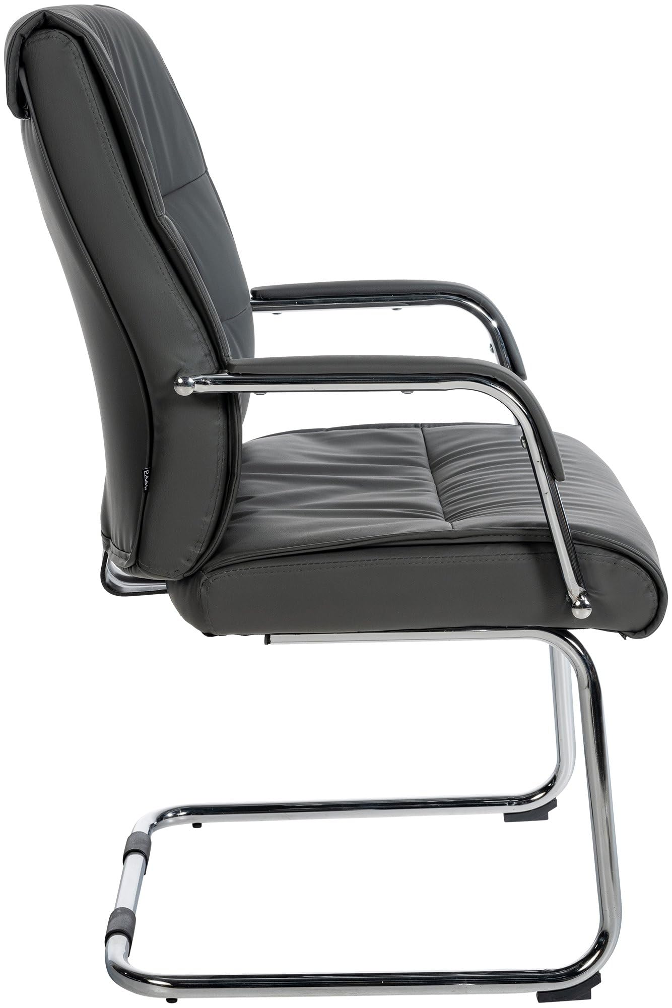CLP Sedia Cantilever con Braccioli Sievert I Poltrona da Ufficio in Similpelle con Schienale I Sedia Ospiti in Metallo Cromato, Colore:Grigio