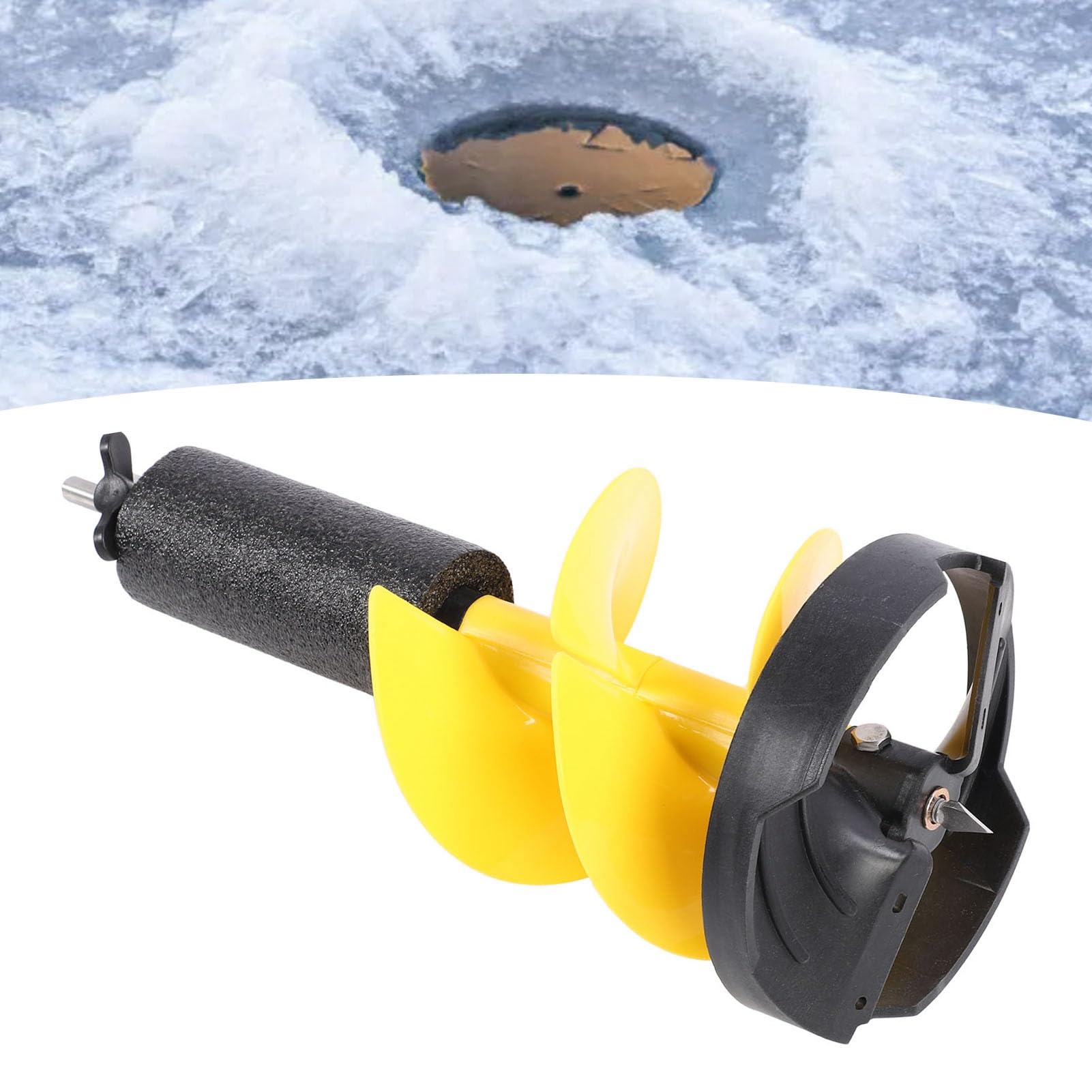 Jeanoko Broca para Barrena de Hielo, Barrena de Nailon de 8 "para Pesca en Hielo con Adaptador Versátil y Flotador para Entusiastas de la Pesca en