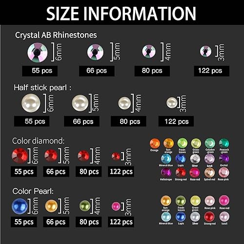Miniatura 7 de Teenitor Gemas Faciales Perlas para el Cabello Diamantes de Imitación para Maquillaje Festival Joyas Faciales Joyas para el Cabello, 1300PCS