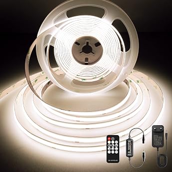 COB LED Strip 5 m 480 LEDs/m 24 V 8 mm 95 lm/w LED Strip Dimmable for Kitchen Cabinet TV Background Mirror Living Room Shelf Home Decoration Neutral White 4000 K [Energy Class F]