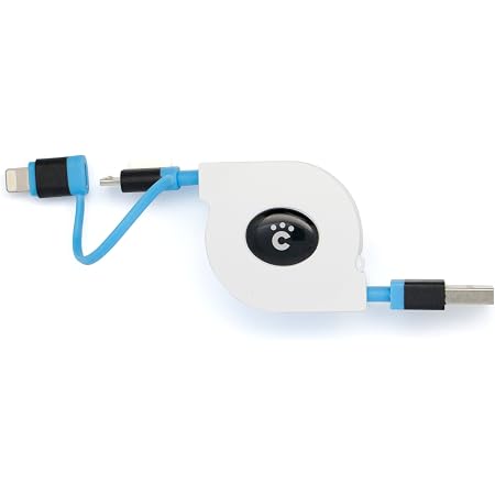 Amazon Cheero 2in1 Retractable Usb Cable With Microusb Lightning 70cm Mfi認定 ホワイト ブルー Che 241 携帯電話 スマートフォンアクセサリ 通販