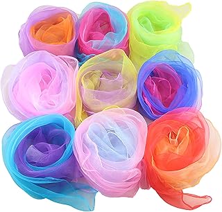 Liuer 20 Stück Tanz Tücher,Mehrfarbige Square Jongliertücher Schals Kinder Spielen Sinnesspielzeug Seidentücher Bunt Tanze...