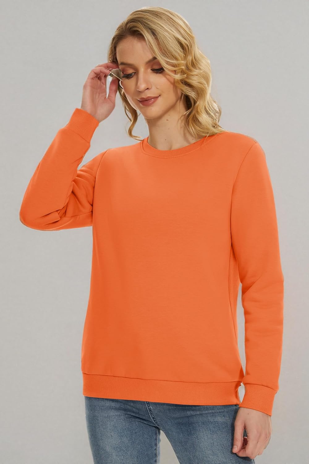 MAGCOMSEN Women's Sherpa Lined Sweatshirts Thermal Casual Crewneck Fleece Pullover Winter Warm Thick Tops - Image 7