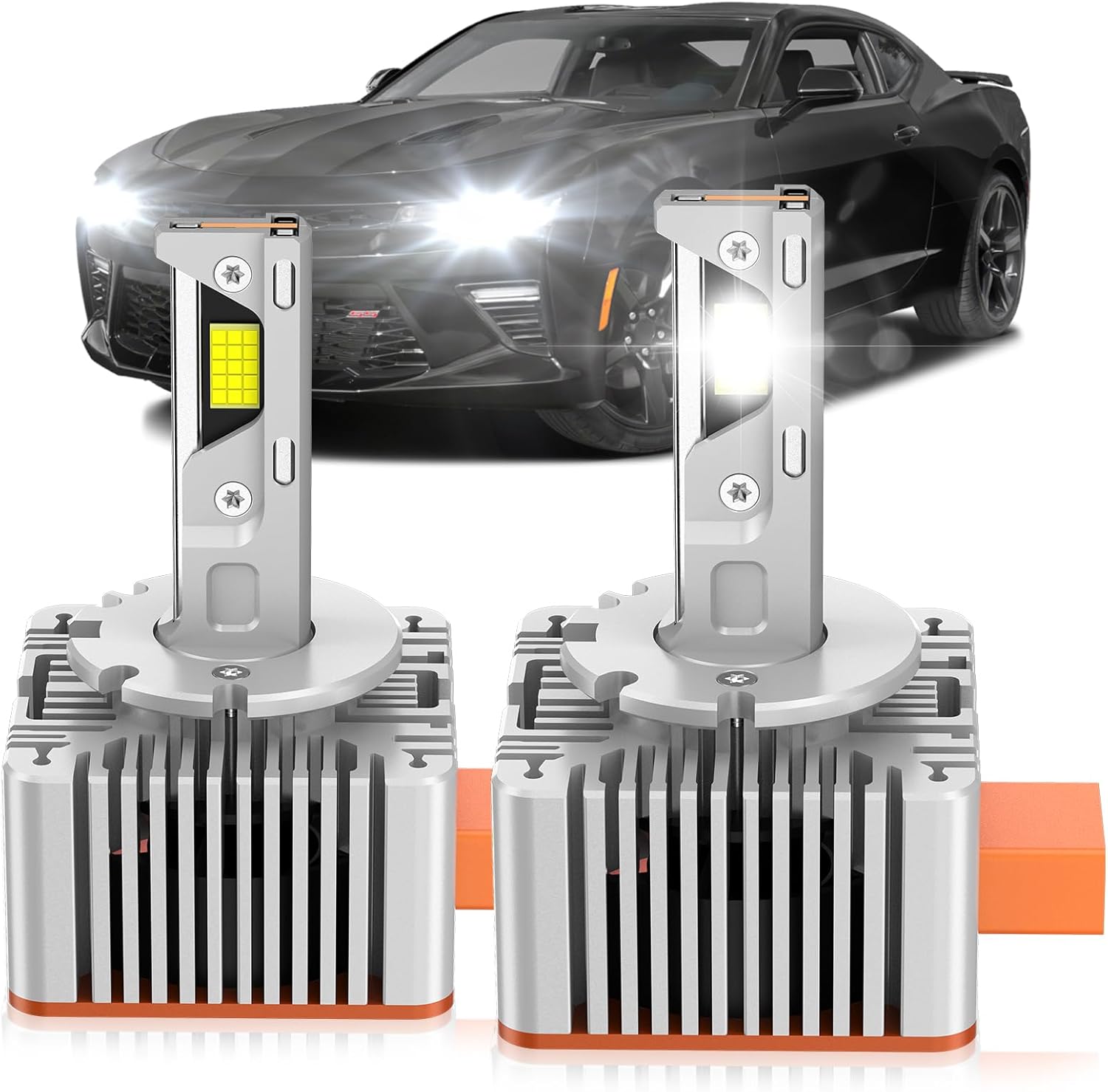 Fit for Chevrolet 2014-2021 Camaro 2014-2019 Corvette Impala 2014-2017 SS Xenon HID Light Replacement, 24000LM 600% Brightness D3S HID Bulbs, 6000K Cool White, Pack of 2