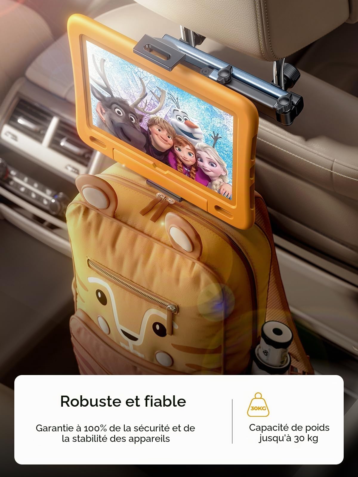 LISEN Support Tablette Voiture Porte Telephone Voiture pour iPad Air Pro Appuie Tete Voiture avec Bras Articulé, Rotation 360° Accessoire Car Interieur pour iPad, Sumsung Tab, Switch, Autre 4,7-11,9"