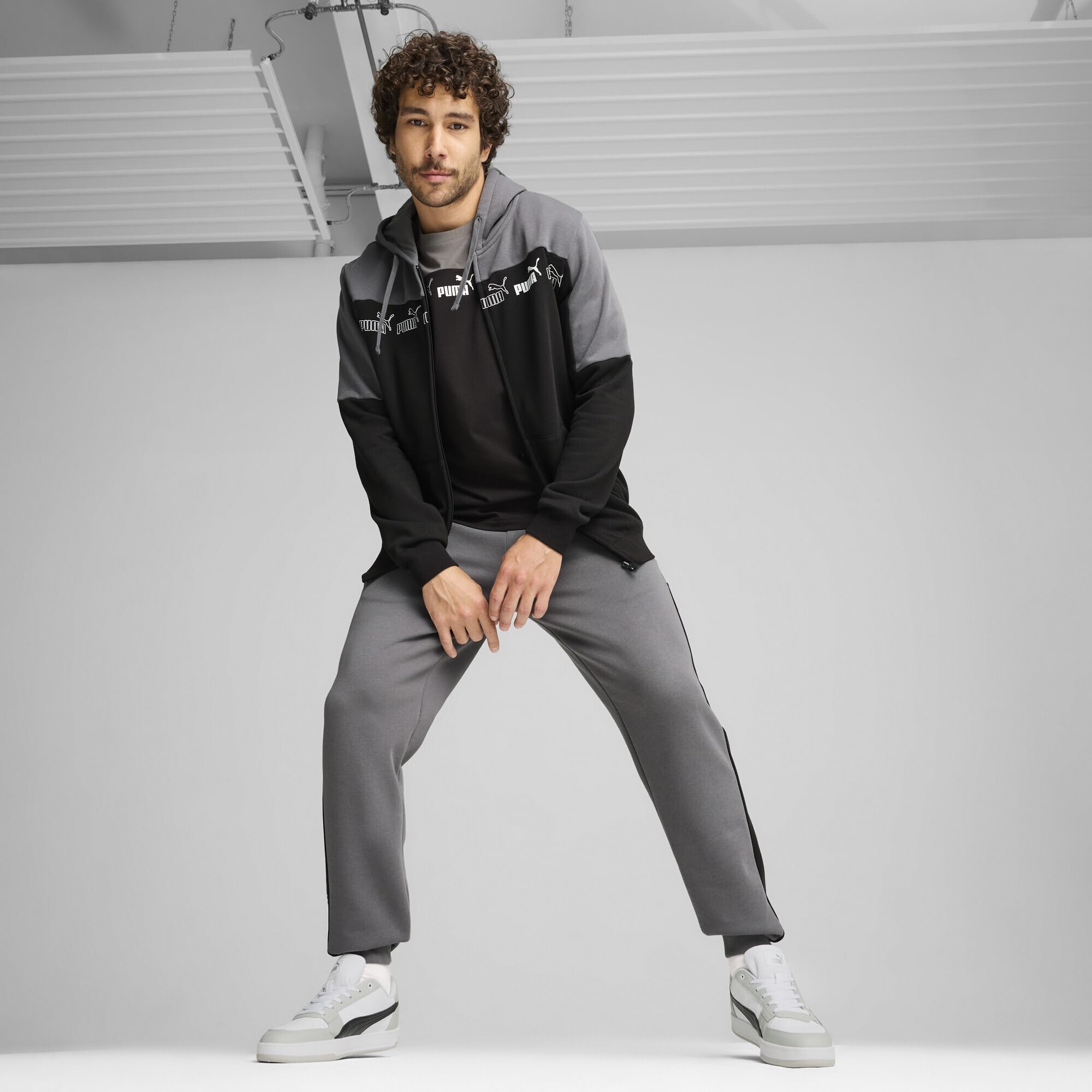 PUMA Felpa con Cappuccio e Zip Integrale Around The Block da Uomo