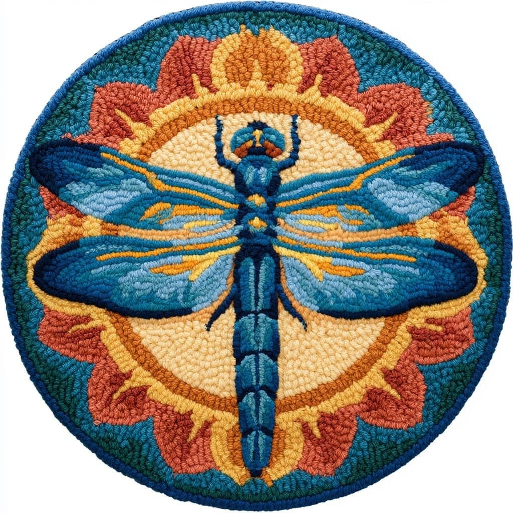 AMBATTERY DIY Latch Hook Rug Kit for Aldult,Animal Dragonfly