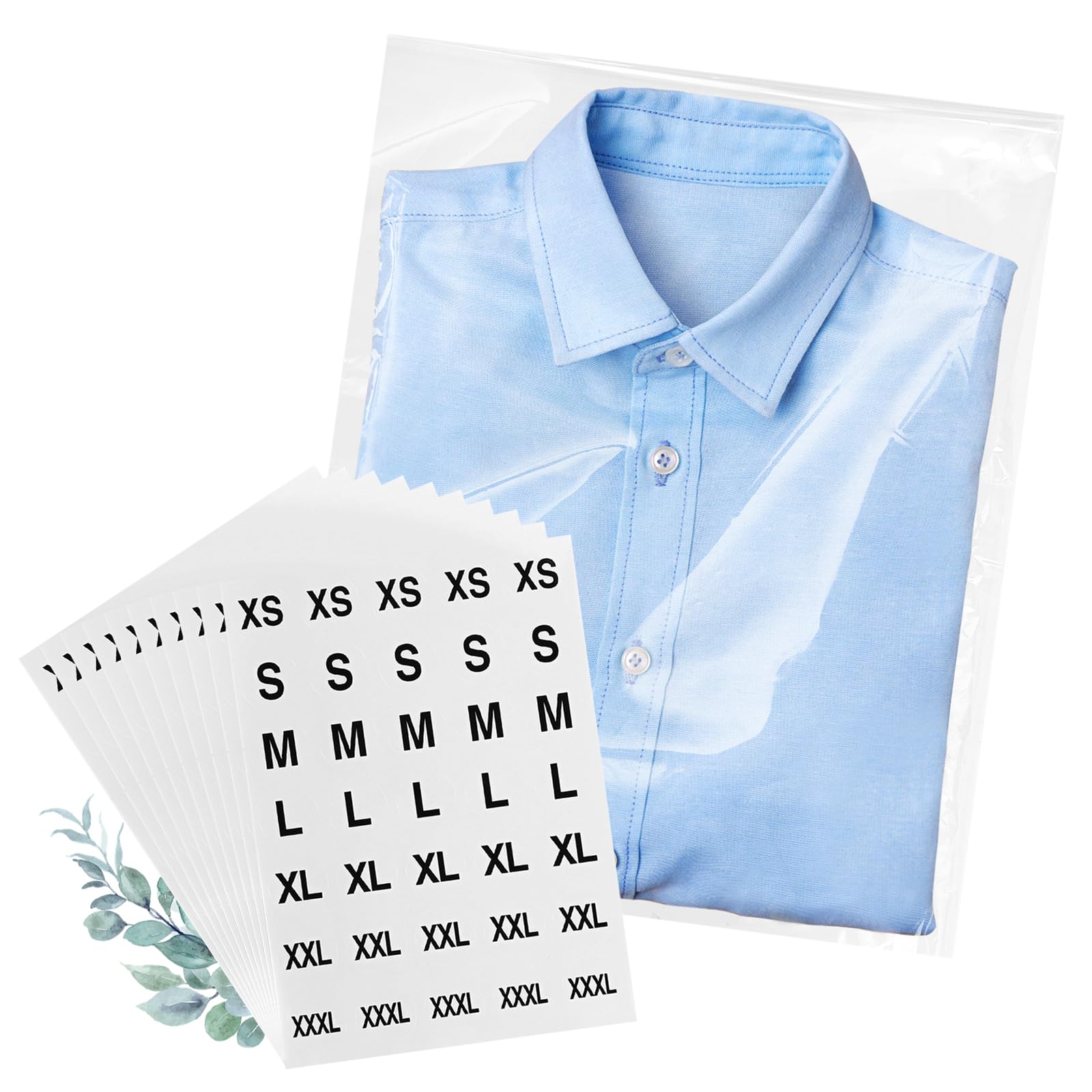 100 Count T Shirt Bags, Cellophane Bags Clear Poly Bags Plastic Bags For Packing Clothing Self Sealing Bag With10 Pcs Size Stickers (12 * 16)