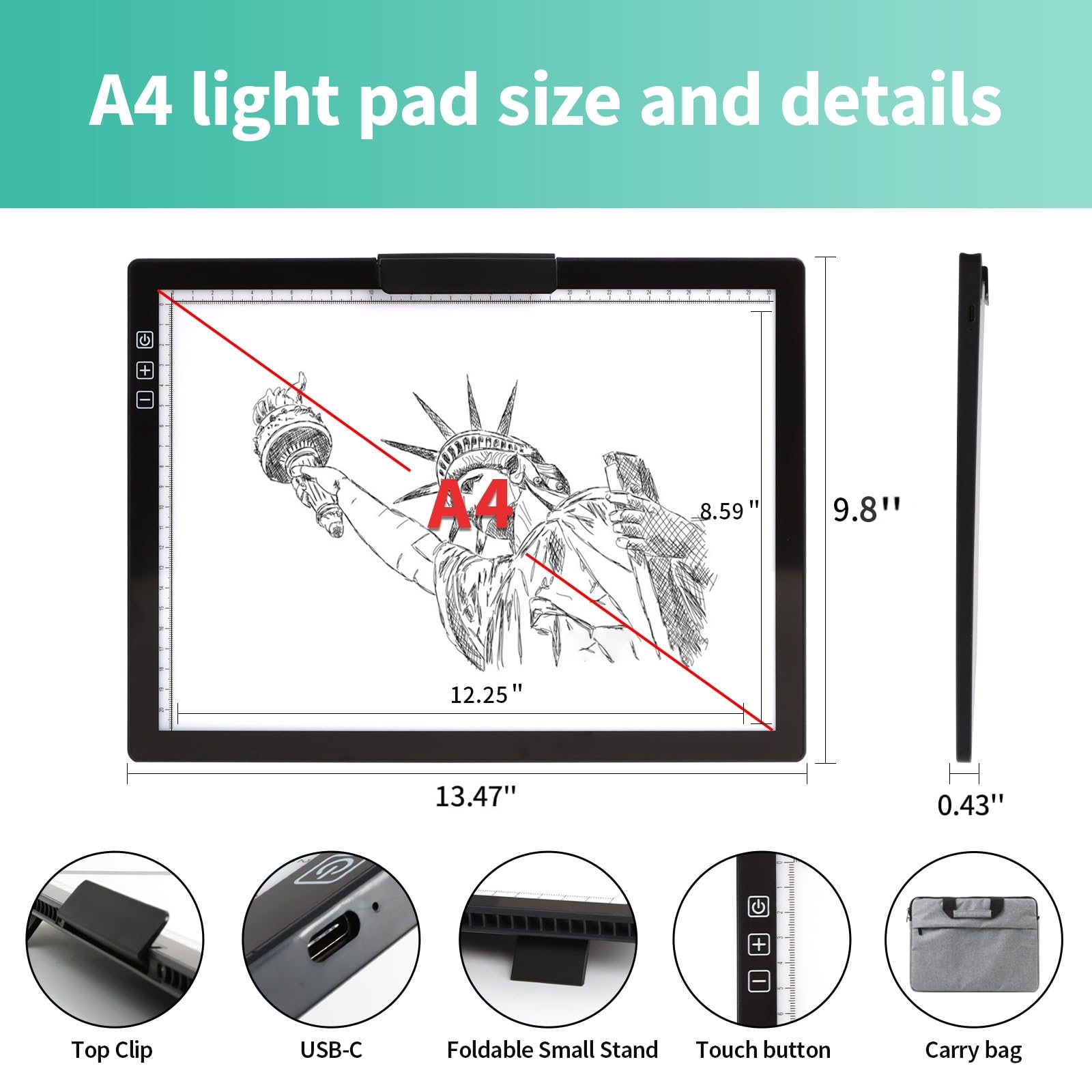 Tavolo Luminoso LED Joyzan A5 - Lightbox Per Disegno, Pittura Diamante, Tracciatura Con Cavo USB - Foto 2
