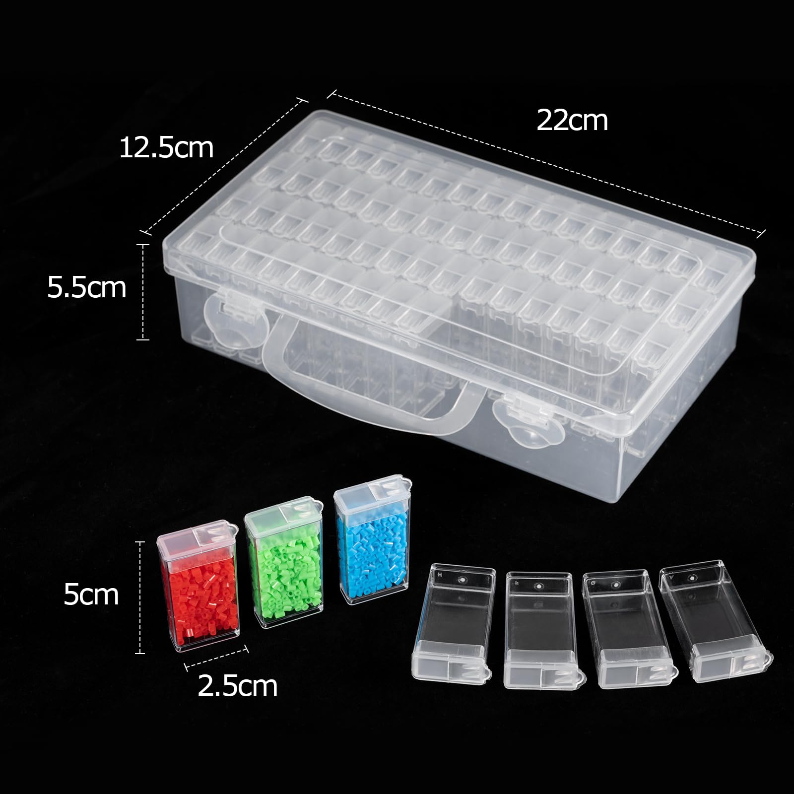 Kiperline Organisateur Diamond Painting 64 Boîtes Avec 112 Étiquettes - Rangement Perles Et Accessoires Bricolage