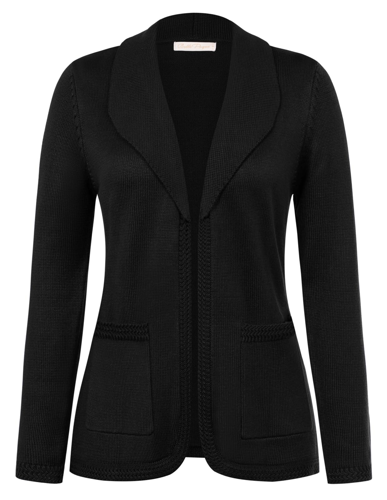 Belle Poque Women Sweater Blazer Vintage Cardigan Sweater V Neck Shawl Lapel Collar Cardigan with Pockets
