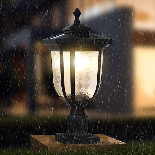 Vista 2 de KMC KMC IGHTING ST4322Q - Lámpara solar para poste de 120 lúmenes, aluminio fundido a presión, color negro con base de ajuste de 3 pulgadas, montaje