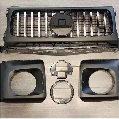 Front Bumper Grille Centre Hood Grill Body Kit Compatible For Benz G Class G Wagon W464 2019 2025 G63 G65 AMG Black Silver Car Styling(Silver)