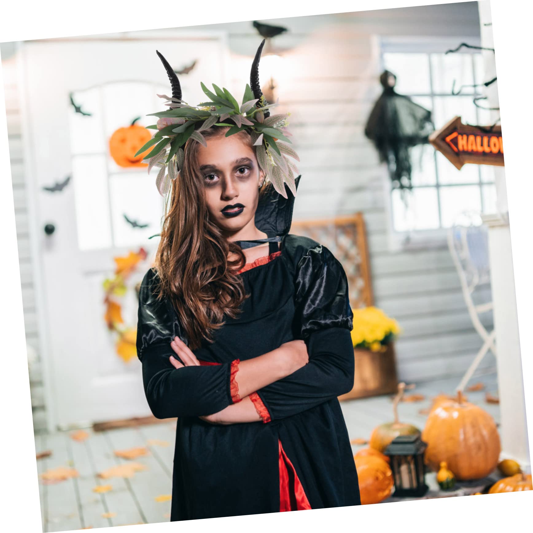 Baluue 5 Stücke Teufel Hörner Gothic Stirnband Halloween Kostüm Zubehör Flexible Kunststoff Antilopen Ohren