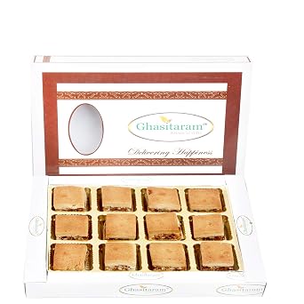 Ghasitaram Gifts Indian Sweets - Diwali Gifts Sweets- Baked Almond Anjeer Sandwich in White Box