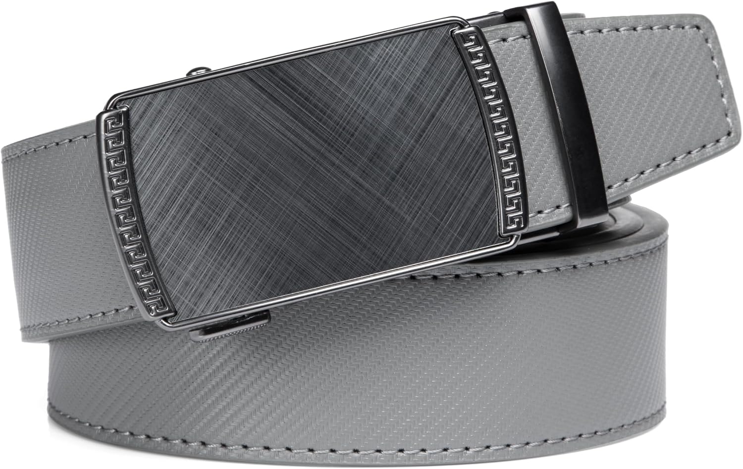 Drowsmen Leather ratchet belt 1 3/8" with Click Sliding Automatic Buckle, Adjustable belt Trim to Fit image 2