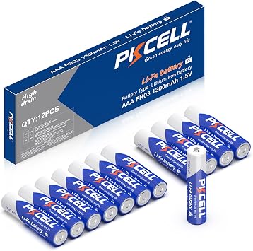 PKCELL 12 Pack AAA Lithium Batteries, 1300mAh Lithium Batteries AAA High Capacity Long Lasting, 1.5V Triple A Battery for High-Tech Devices