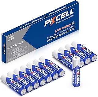 PKCELL 12 Pack AAA Lithium Batteries, 1300mAh Lithium Batteries AAA High Capacity Long Lasting, 1.5V Triple A Battery for High-Tech Devices