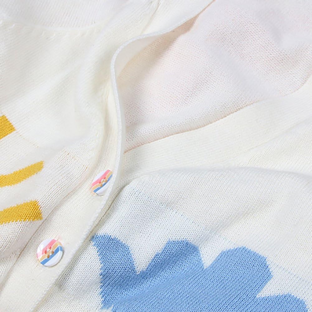 Fashion Girls Adorable Rainbow Sleeve Sunny Cloudy Printed Light Cardigan