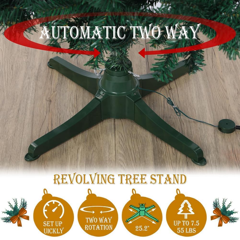 Soporte giratorio eléctrico para árbol de Navidad, soporte giratorio de 360° con adaptador para árboles artificiales de hasta 7.5 pies, 80 libras