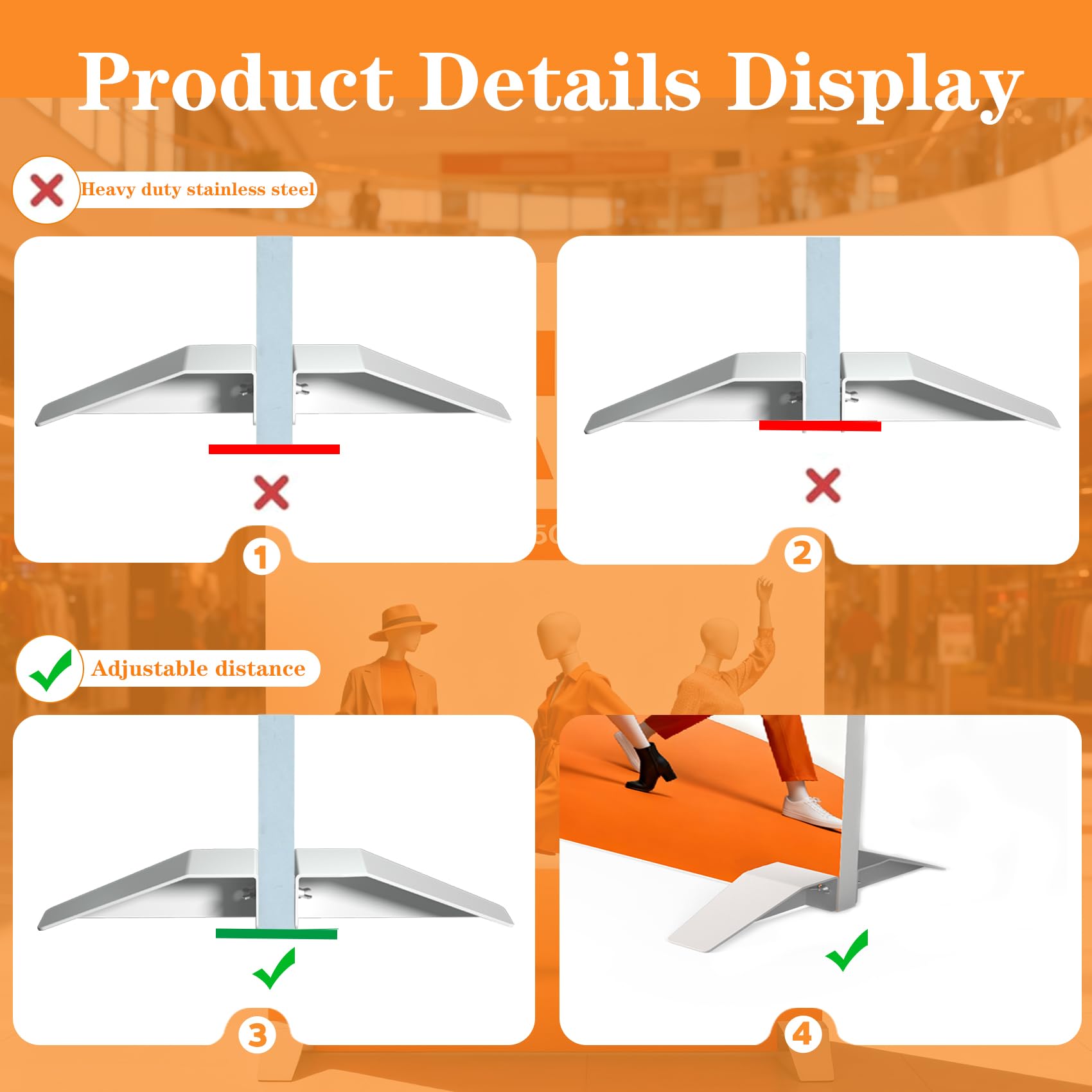Soporte vertical de acero inoxidable resistente para carteles, base de soporte para letreros de tablero, adecuado para cualquier tamaño de publicidad comercial, eventos, tiendas, exhibiciones