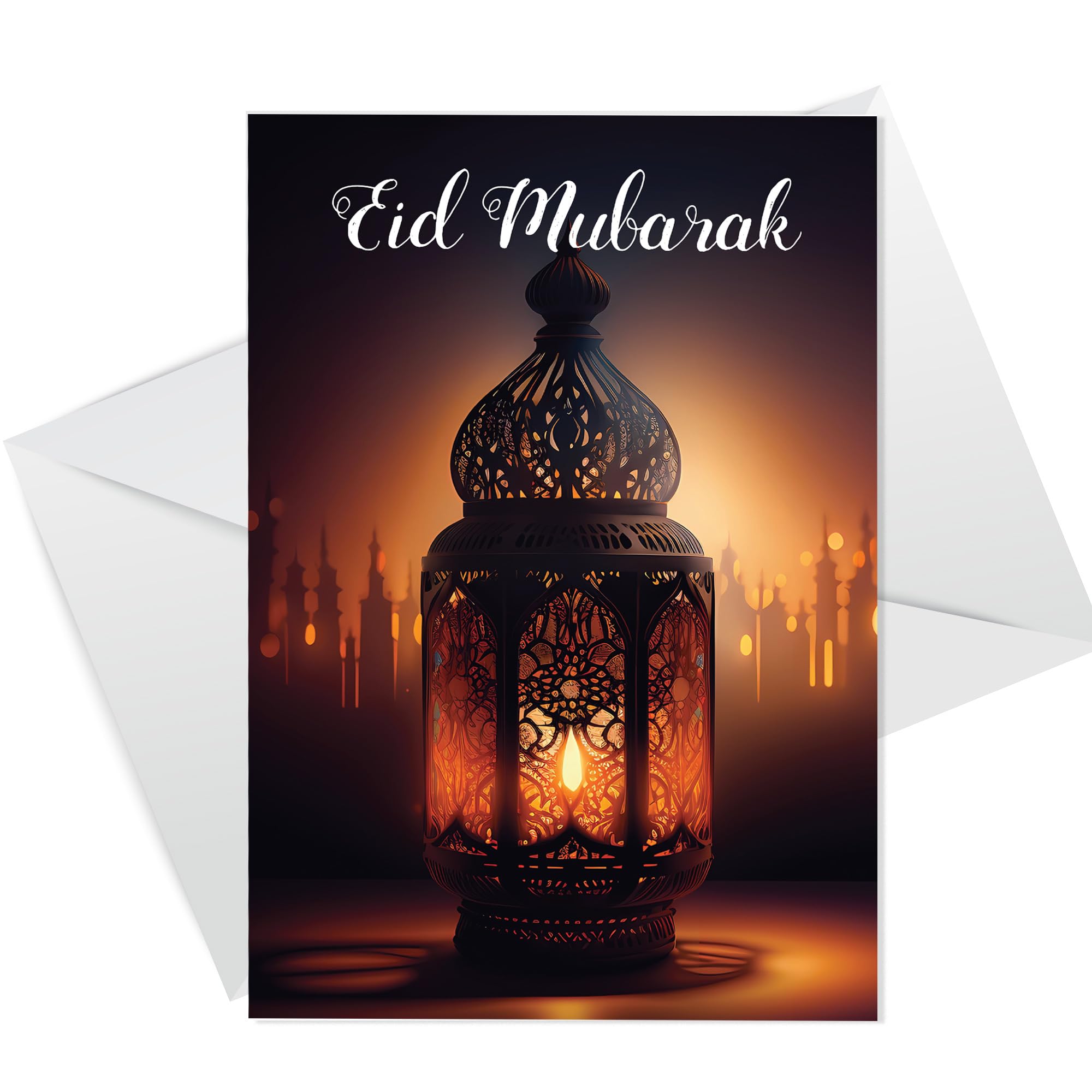 RED OCEAN Happy Eid Mubarak Greetings Card, Ramadan Card With White Envelope, Eid Mubarak Card For Friends Family, Ramadan Mubarak Cards for Eid Gift Muslim Islamic Cards