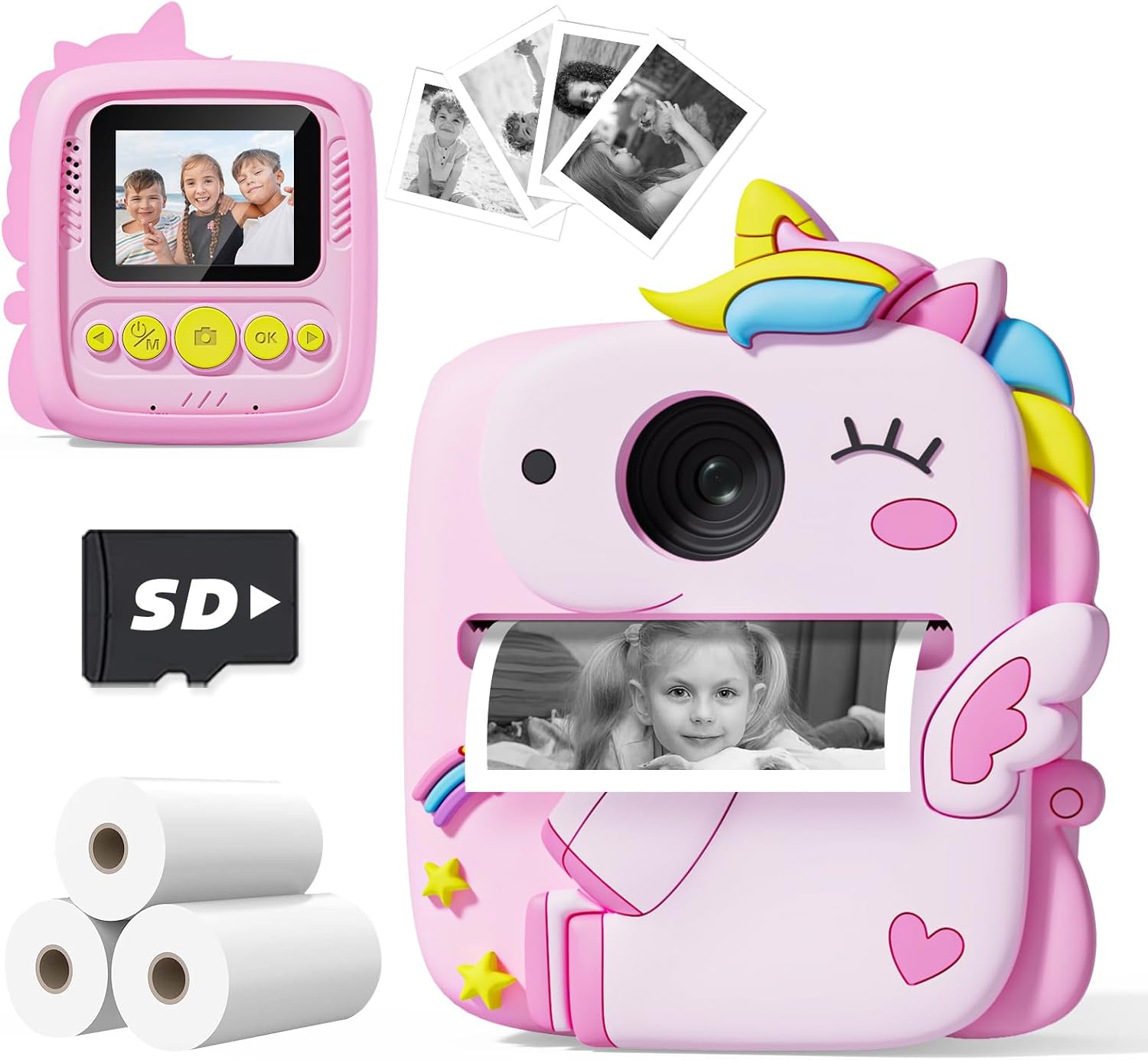 Instant Print Camera for Kids with Silicone Cover