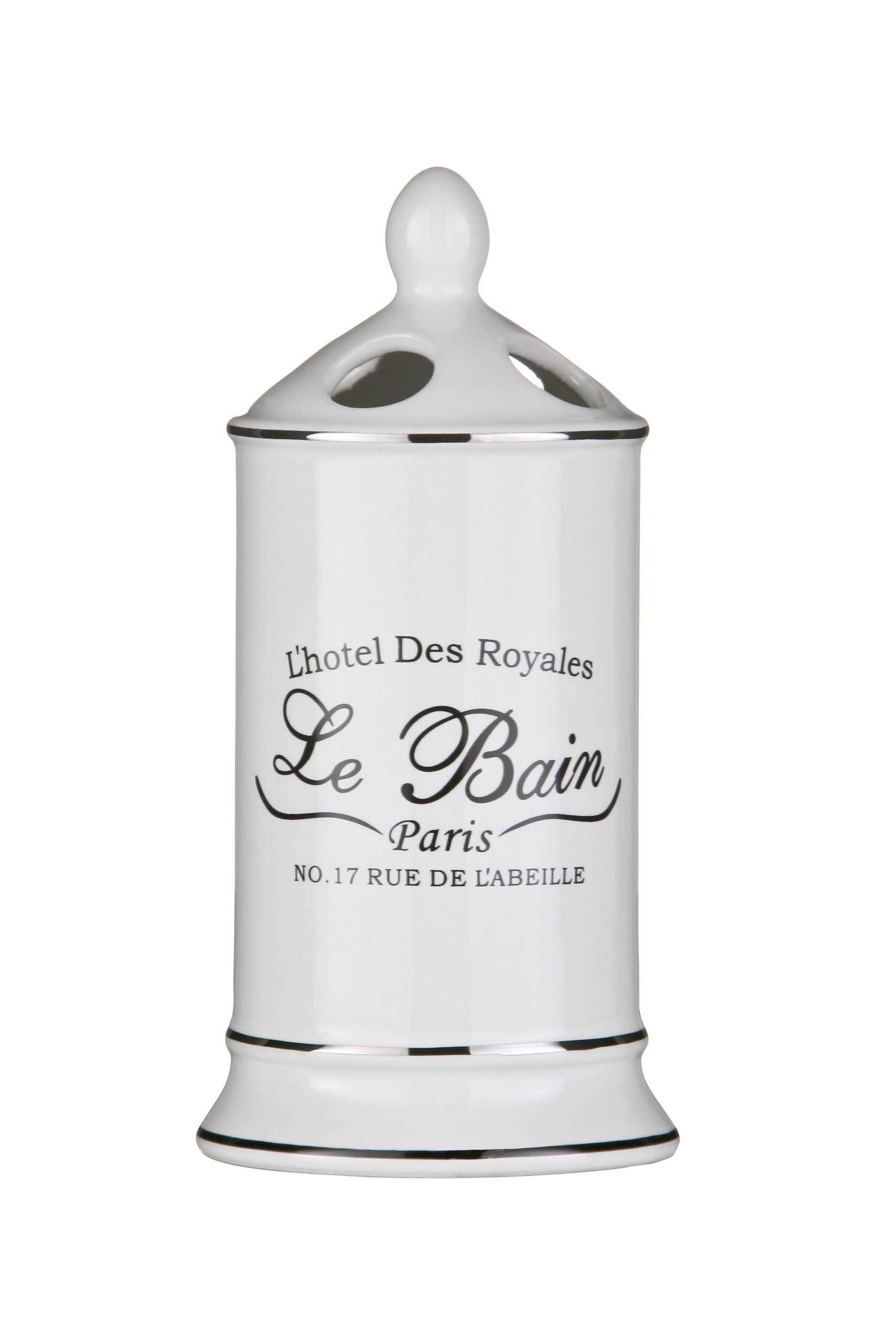 Le Bain White Ceramic Free Standing Toothpaste Toothbrush Holder Rack Organiser