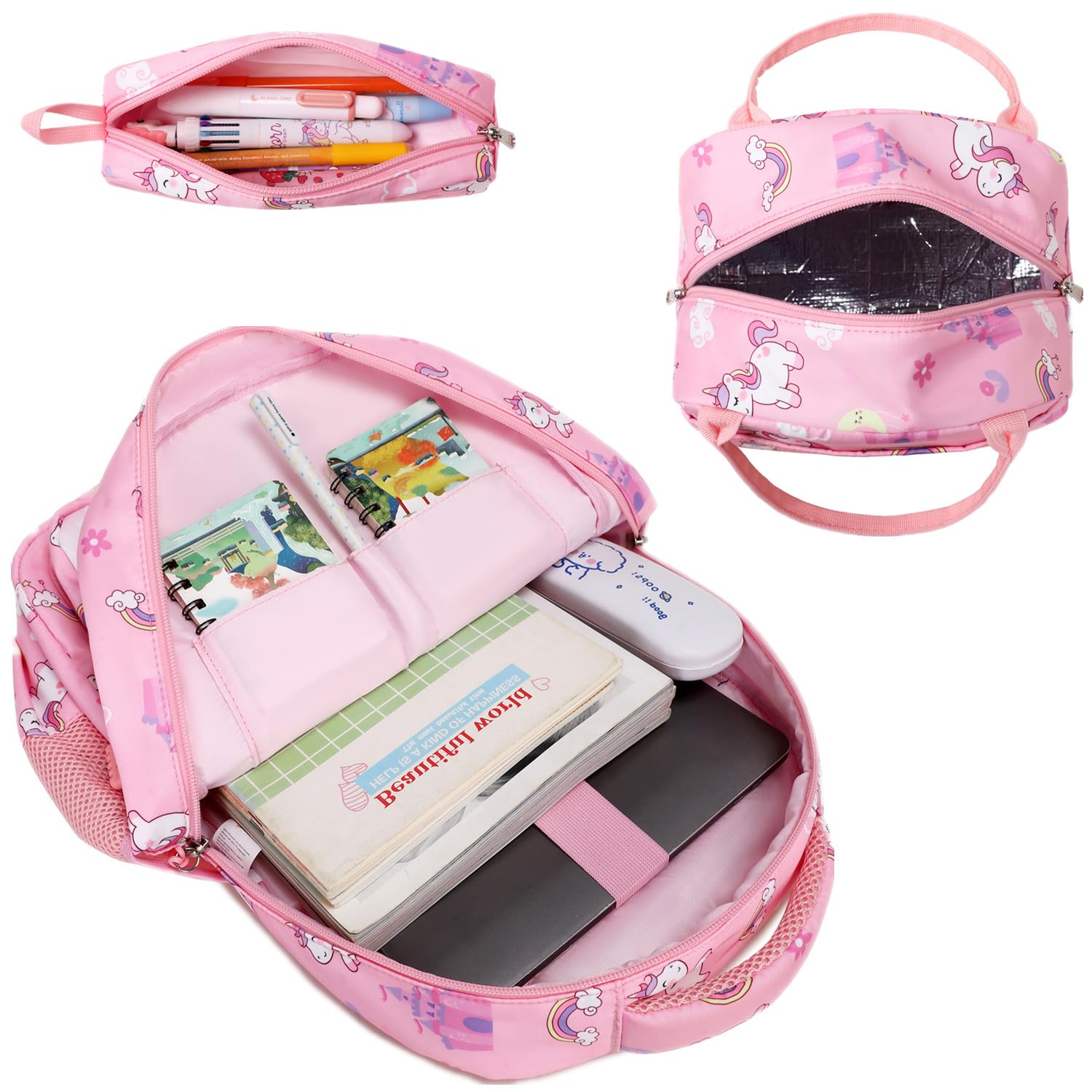 Jumpopack Plecak szkolny dla dziewcząt, dla nastolatków, dziewcząt, tornister, zestaw dla dzieci, tęczowy różowy, Plecak dziecięcy