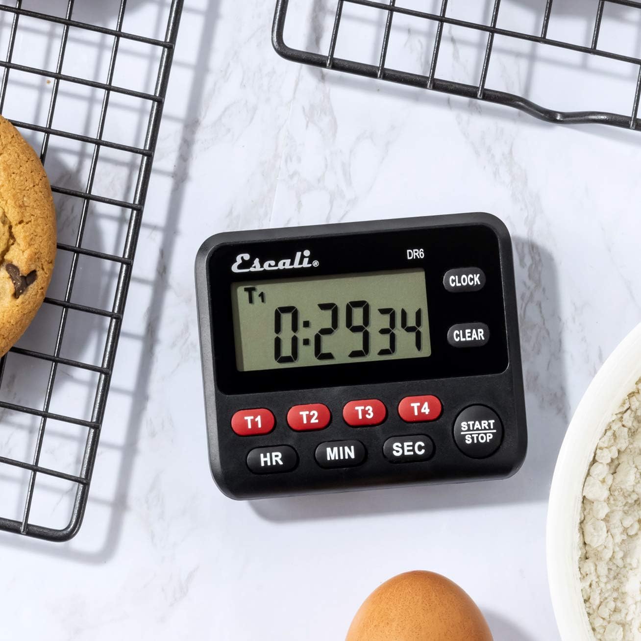 Escali Multi-Task Four Event Digital Kitchen Timer with Clock Mode, Magnetic Back, Overtime Counter (Pack of 2)