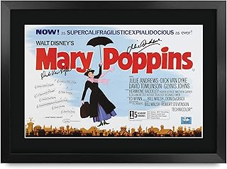 HWC Trading FR A3 Mary Poppins Julie Andrews Cadeaux imprimés affiche photo autographe signée pour les fans de cinéma - A3 Encadré