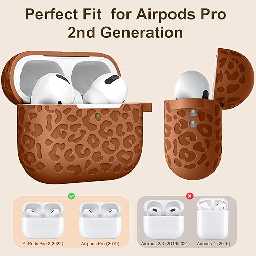 Vista 14 de Funda para Airpods de 2ª y 1ª, silicona suave, leopardo, compatible con Apple AirPods de 2ª/1ª generación de carga con llavero, a prueba de golpes