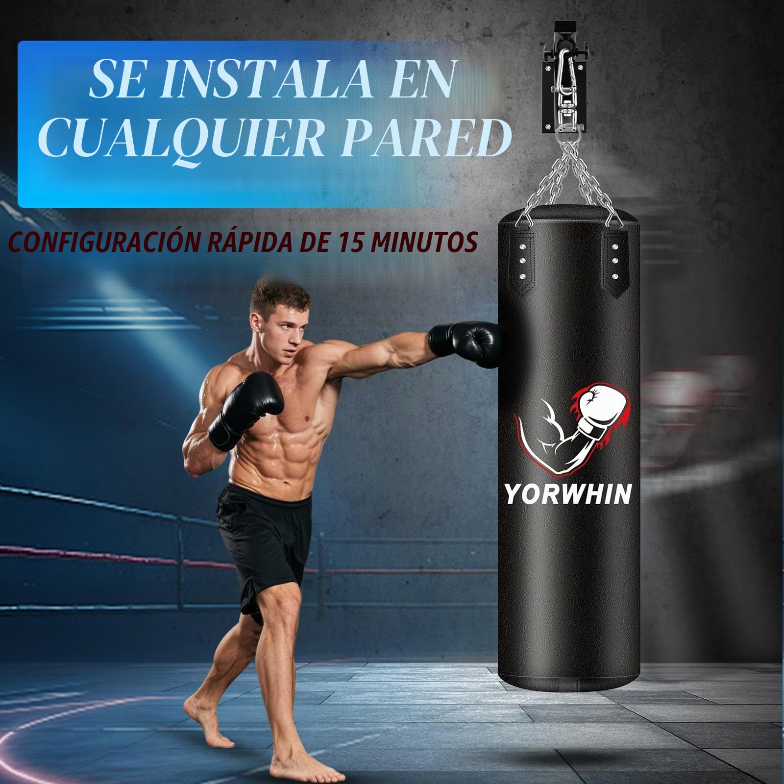 Soporte para Saco de Boxeo de Pared, Colgador Pesado 220 Libras, Rotación Silenciosa para Gimnasio