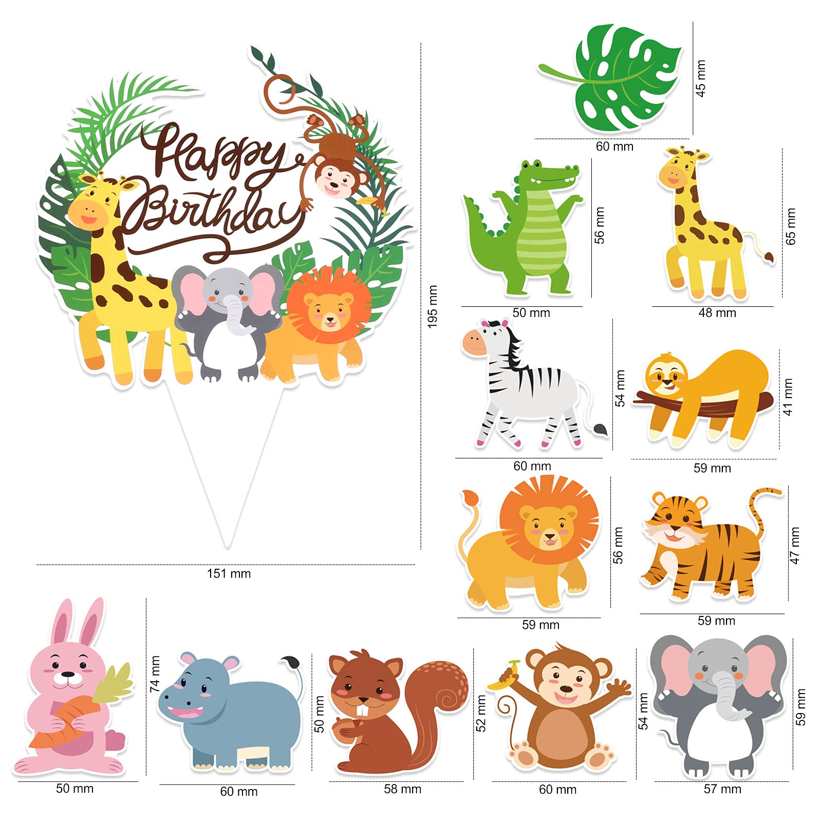 Buy DPKOW 37pcs Animal Birthday Cake Toppers Decorations, Zoo Animal