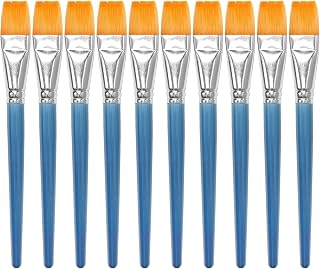 10Pcs Flat Paint Brushes for Acrylic Painting Large Paint Brush Synthetic Nylon Hair Paintbrush Artist Painting Brush for Detail Painting Oil Watercolor Face Body Art Painting (Soft Brushes)