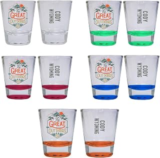 Cody Wyoming The Great Outdoors Camping Adventure Souvenir Round Shot Glass (Clear, 1)