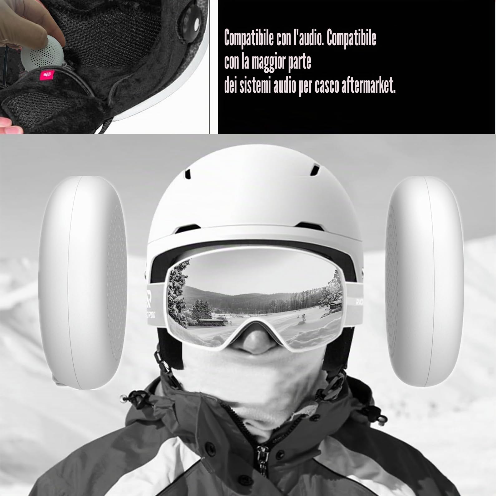 Cuffie per casco da sci, altoparlanti wireless Bluetooth per sci, snowboard, mountain bike