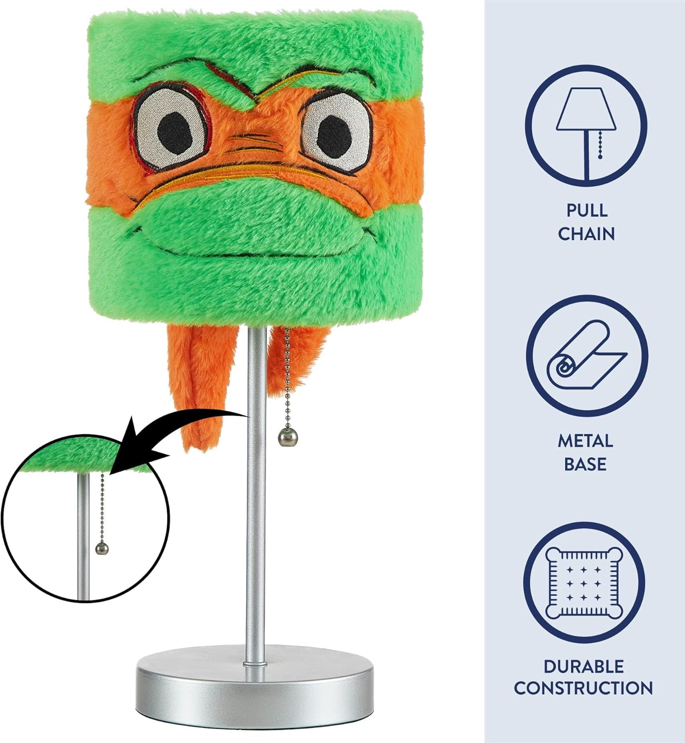 Teenage Mutant Ninja Turtles Plush Shade Lamp,Kids Bedroom Nightstand Lighting, Soft Plush Character Base, Fun TMNT Room Décor Gift