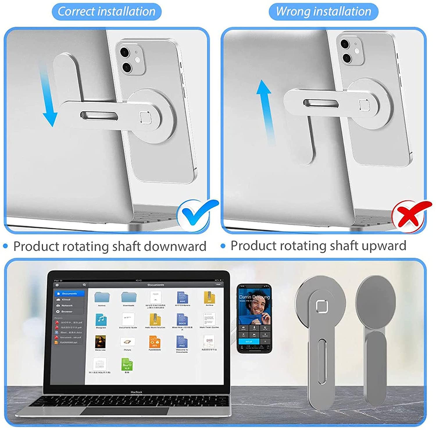 Supporto Magnetico Per Laptop In Fibra Di Carbonio: Attacco Laterale Per IPhone MagSafe E Altri