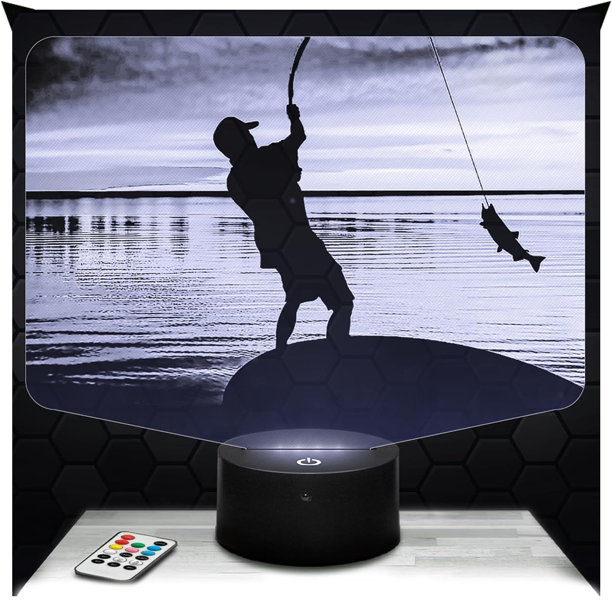 Lampephoto.fr - Fishing 3D Lampe Night Light 3D LED Illusion, Christmas, Gift idea Birthday boy and Girl Night Light Child or Adult Bedroom Lamp, Gifts Merchandising