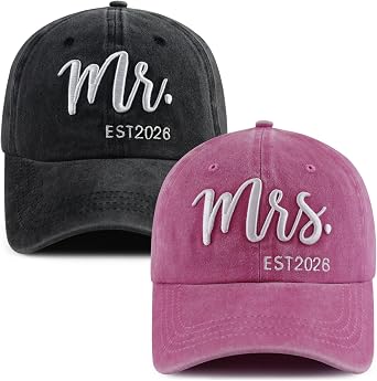 Mr and Mrs 2026 Hats for Couples, Embroidered Wedding Gifts Baseball Cap