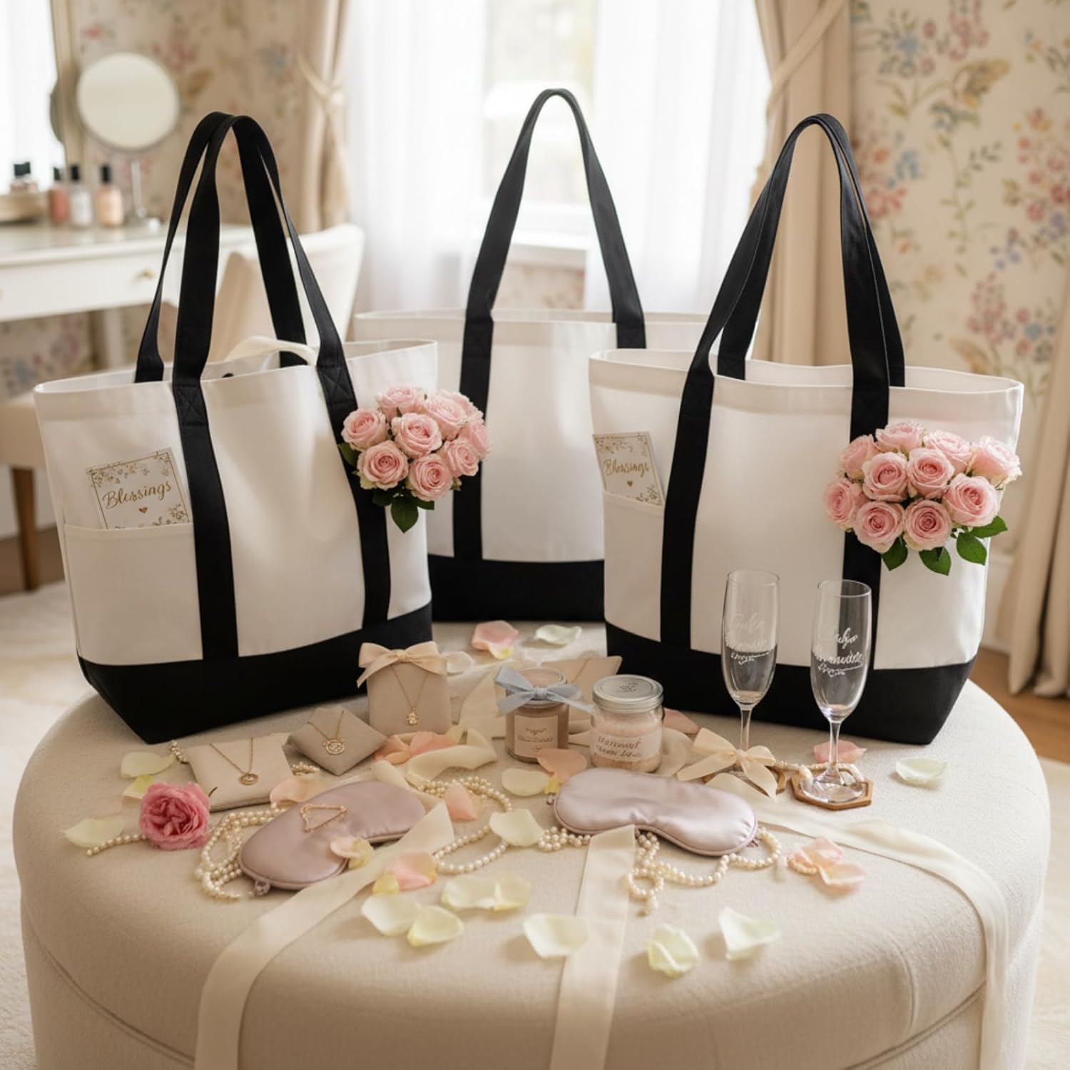 Capoda 16 x 14 Canvas Tote Bags with 2 Pocket, Bulk Zipper Totes Reusable Blank Sublimation Bags for Shopping Grocery DIY - Image 2