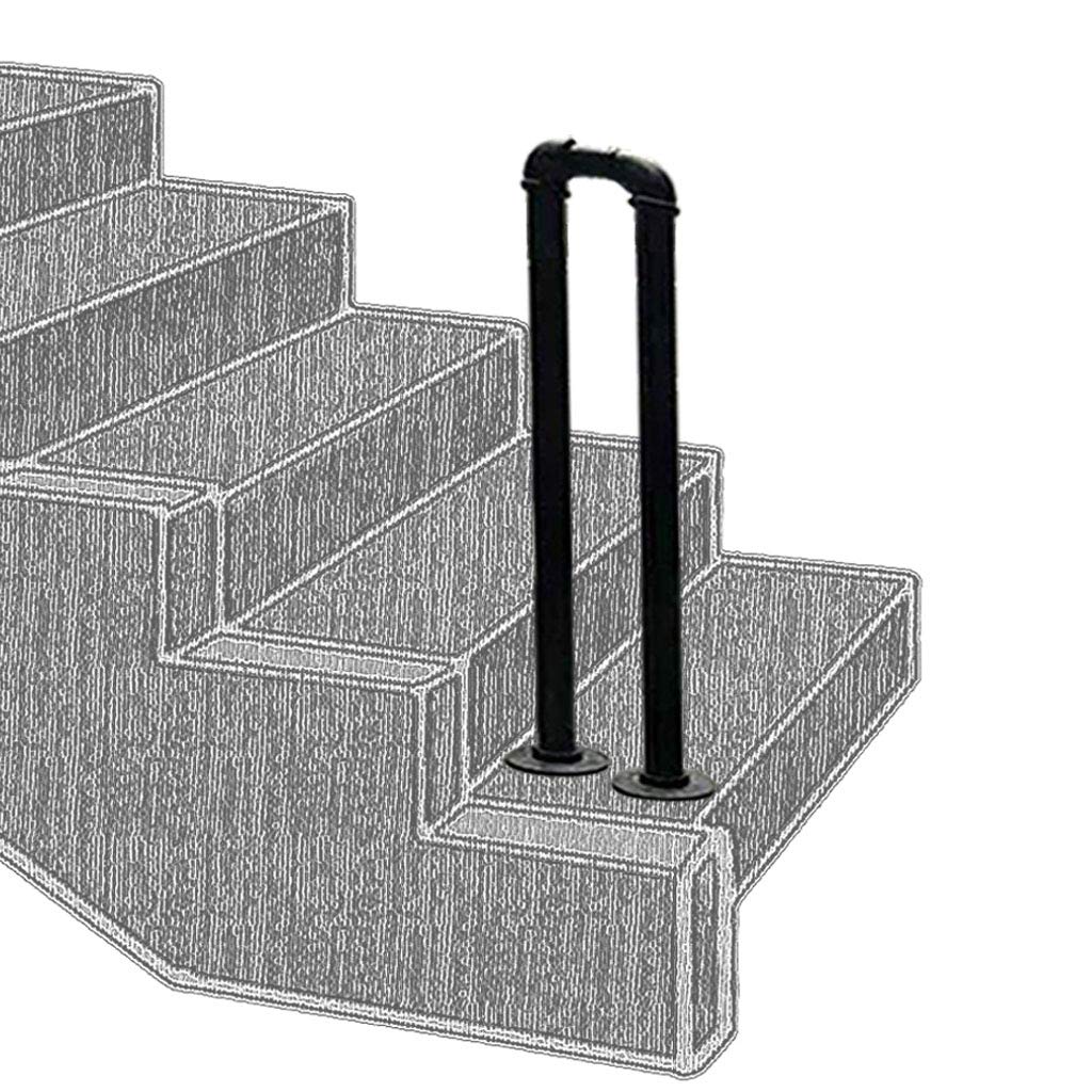 Rampe d'escalier pour jardin et porche extérieur en fer forgé noir