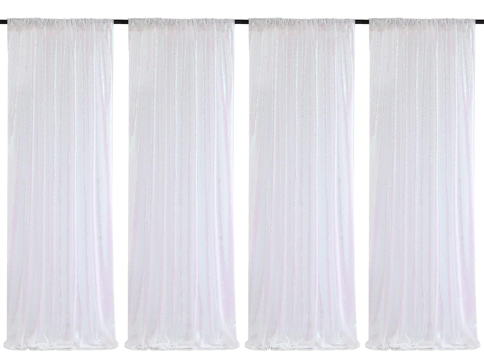 2 Pieces Gold Sequin Backdrop Curtain Panels Stage 2FTx8FT Party Wedding Background Drapes — view 35