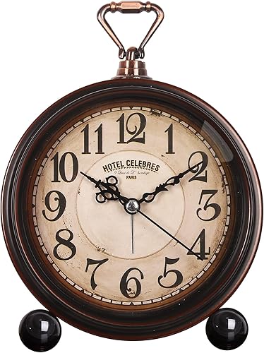 Reloj despertador con batería, luz nocturna, vintage, colgante, súper silencioso, analógico, sin tictac, para dormitorio, mesita de noche,