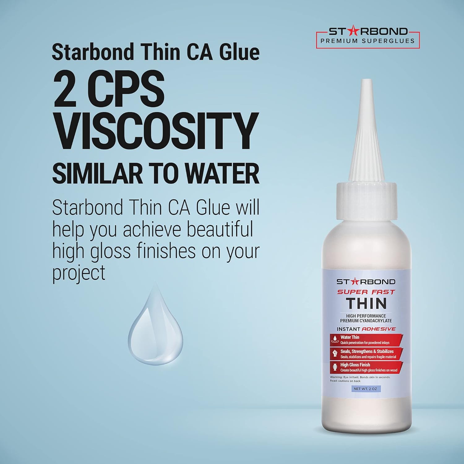 Starbond EM-02 Super Fast Thin, Premium Instant CA (Cyanoacrylate Adhesive) Super Glue Plus Extra Cap and Microtips, 2 oz. (for Woodturning, Pen Turning, Hobby, Stabilizing, Finish, Inlay) : Industrial & Scientific