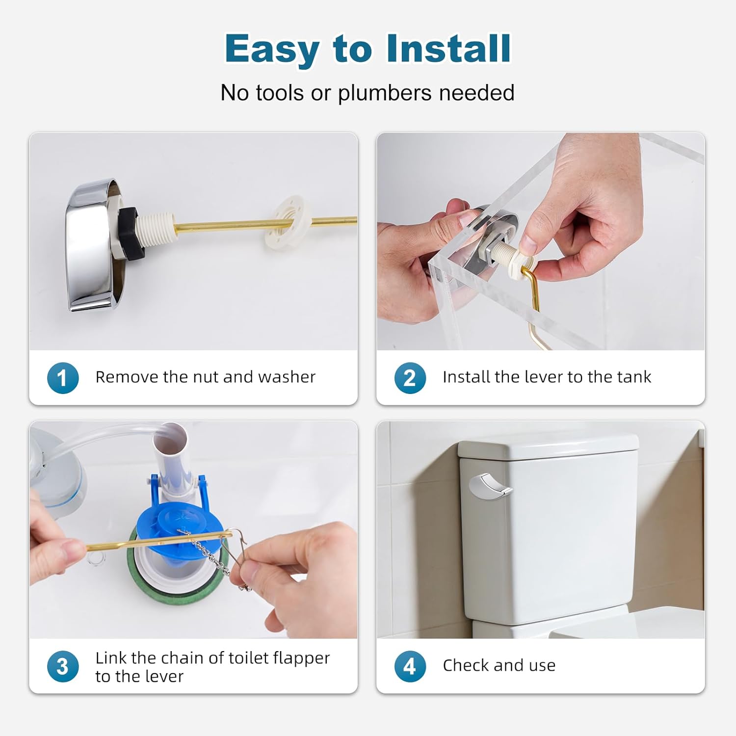 iFealClear Metal Toilet Handle Replacement Compatible with TOTO THU004-CP Trip Lvr for St701, Cst854, CST 884 Soild Brass Toilet Tank Flush Lever, Side Mount Toilet Trip Levers, Chrome