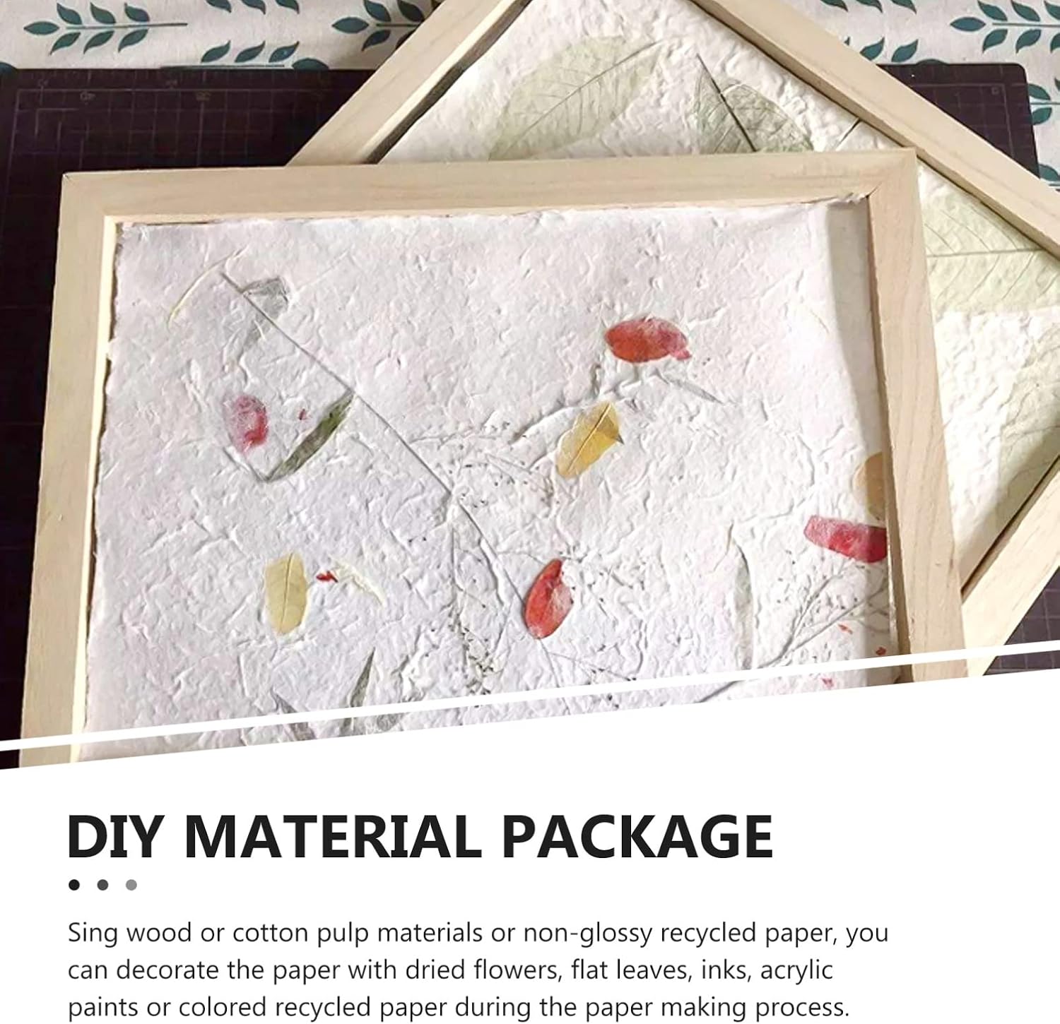 Uonlytech 1Set DIY Crafting Frame for Paper Making Includes Wooden Frame Mesh Mat Art Tool for Hands Learning Environmental Awareness
